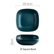 Load image into Gallery viewer, ATUCOHO High Fashion Retro Green Nordic Ceramic Tableware Set Dinnerware Set Bowl Plate Soup Bowl Set Modern Style High-end
