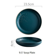 Load image into Gallery viewer, ATUCOHO High Fashion Retro Green Nordic Ceramic Tableware Set Dinnerware Set Bowl Plate Soup Bowl Set Modern Style High-end
