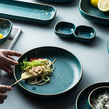 Load image into Gallery viewer, ATUCOHO High Fashion Retro Green Nordic Ceramic Tableware Set Dinnerware Set Bowl Plate Soup Bowl Set Modern Style High-end
