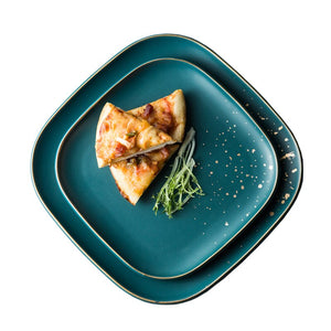 ATUCOHO High Fashion Retro Green Nordic Ceramic Tableware Set Dinnerware Set Bowl Plate Soup Bowl Set Modern Style High-end