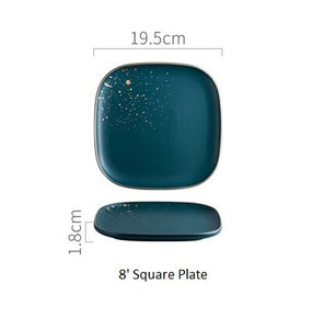 ATUCOHO High Fashion Retro Green Nordic Ceramic Tableware Set Dinnerware Set Bowl Plate Soup Bowl Set Modern Style High-end