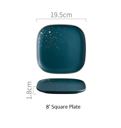 ATUCOHO High Fashion Retro Green Nordic Ceramic Tableware Set Dinnerware Set Bowl Plate Soup Bowl Set Modern Style High-end