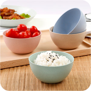 4 Color Tableware Bowl Plate Kids Wheat Straw Bowl Dishes Baby Feeding Bowl Dinner Lunch Food Container Camping Lunch Box