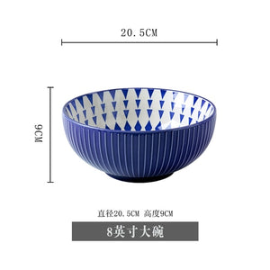 Creative Personality Korean Ceramic Relief Large Bowl Set Soup Bowl Large Noodle Bowl Home Large Salad Bowl 8 Inches Tableware