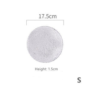 JO LIFE Crystal Plate Ice Cracked Texture Dish Fruit Food Storage Luxury Nordic Style Kitchen Tableware Dessert Salad Glass Tray
