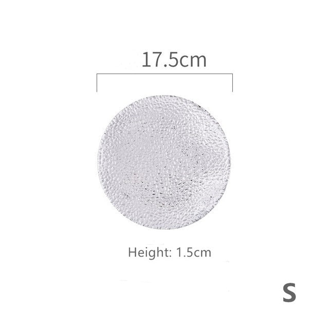 JO LIFE Crystal Plate Ice Cracked Texture Dish Fruit Food Storage Luxury Nordic Style Kitchen Tableware Dessert Salad Glass Tray
